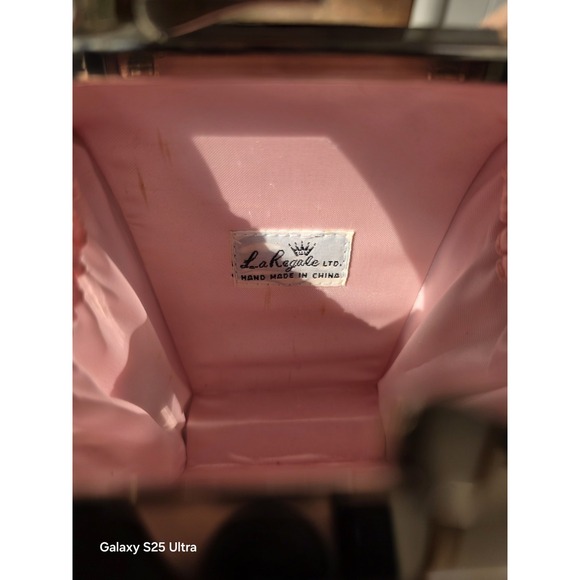 Vintage La Regale Pink Embroidered Purse Satin Clutch Evening Formal Balletcore - Picture 9 of 10